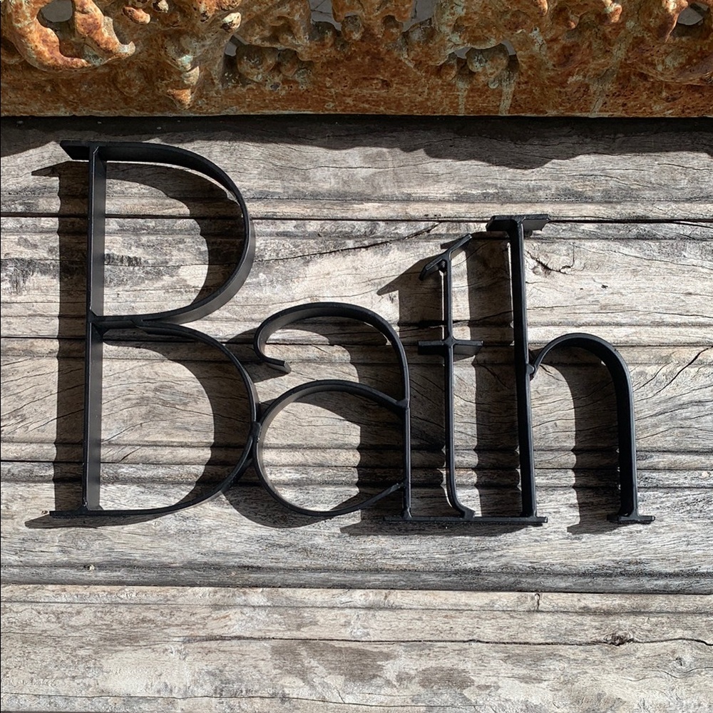 Black Heavy Metal / Wrought Iron Typeset Bath Sign